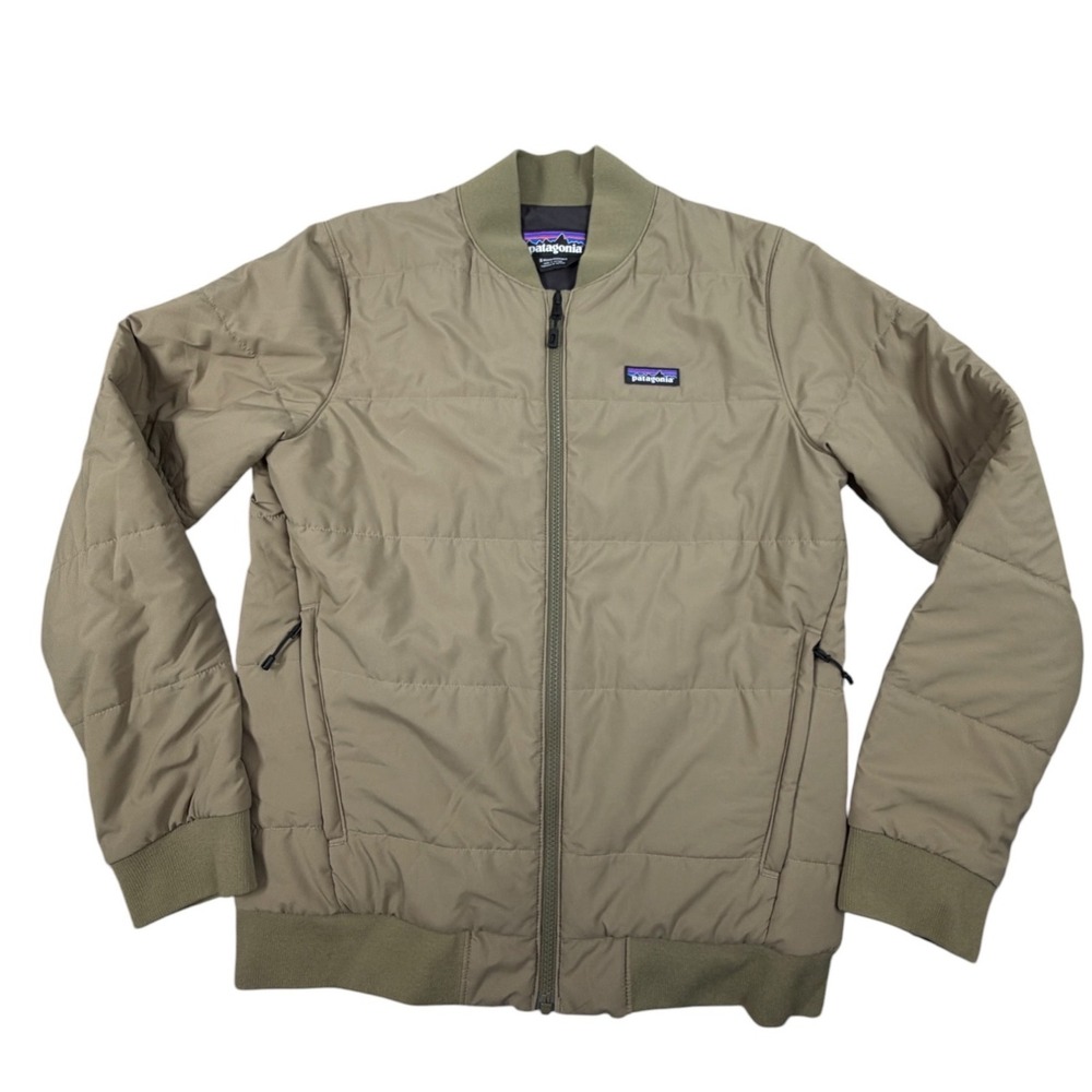 Patagonia Mens Jacket Zemer Bomber Insulated Full Zip Puffer Tan Green STY27870